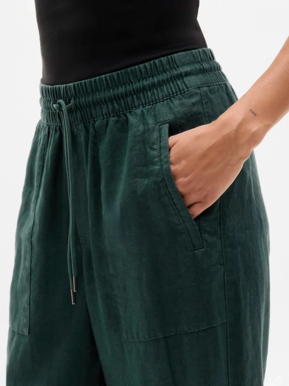 NWT Athleta Retreat Linen High Rise Wide Pine Pant Sz XL